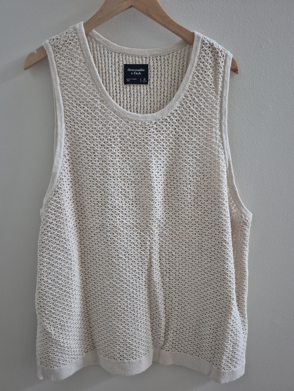 Abercrombie & Fitch Cream Crochet Tank Top - Mens